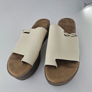 Elegant Cream and Brown Slide Sandals